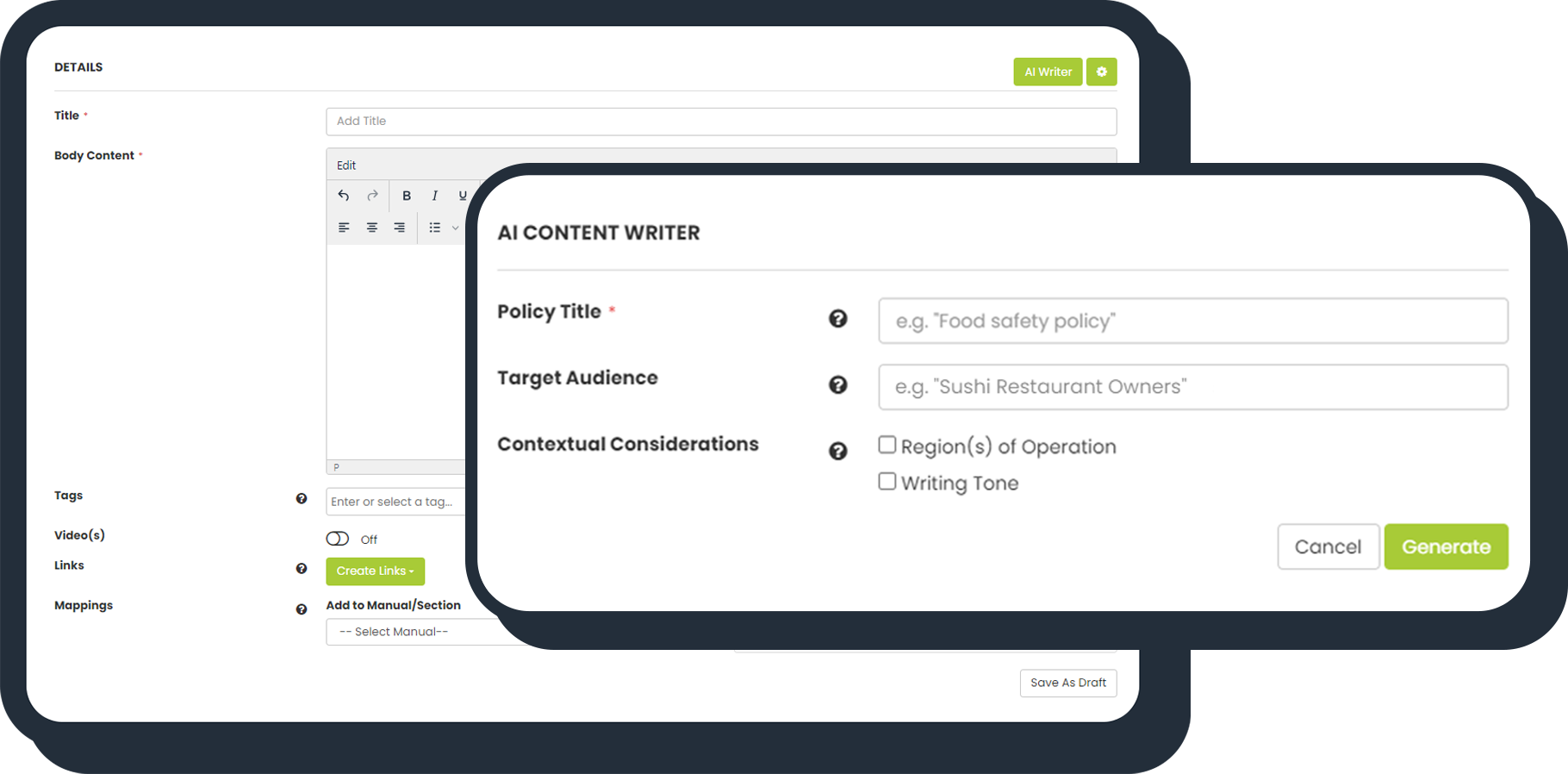 AI Writer Popup